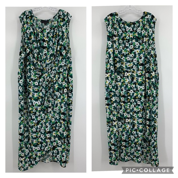 Eloquii Dresses & Skirts - Eloquii Dress Floral Print Sleeveless Twist Tulip Skirt Green Size 28